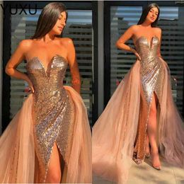 2022 Luxury Long Prom Dresses Mermaid Arabic Off The Shoulder Sequins Long High Split Floor Length Middle East Formal Party Dresses