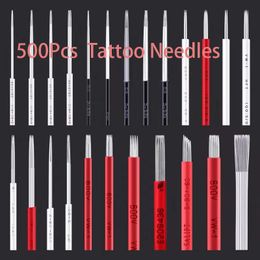 eyebrow needle UK - Tattoo Needles 500pcs Round Microblading Fog Eyeborw Permanent Makeup Blade Shading Eyebrow Needle For Manual Pen