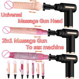 Universal Dildo Penis Head 2in1 Fascia Gun Massage to sexy Machine for Adult Toys Vibrator Female Women Men Masturbator