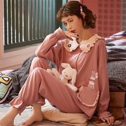 Fast Shipping Cotton Women's Pyjamas Set Pyjamas Cartoon Sleepwear Sexy Home Clothes For Women 201114