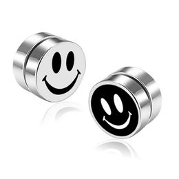 Clip-on & Screw Back 1 Piece Magnetic Non Pierced Ear Stud Earrings For Men Stainless Steel Titanium Pattern Magnet No Piercing Clip Jewelry