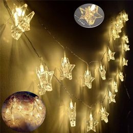 Strings Fairy LED Star Card Clip String Lights 10 20 Clips Po Holder Bulb Beads For Wedding Party Xmas Holiday Light StringLED StringsLED