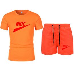 Summer Men Brand Tracksuit Fashion Men's Clothes Beach Shorts Set 3D Printing Lettering Sportswear Sets Short-Sleeved T-shirt suit
