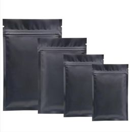 Matte Black Flat Aluminium Foil Zipper Lock Bag Resealable Zipper Sugar Salt Snack Nuts Tea Coffee Beans Nail Beauty Xmas Gifts Packaging Printing Pouches