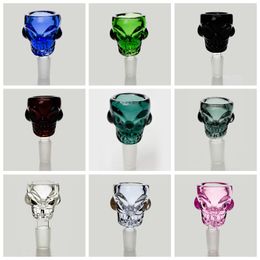 Colorful Skull Shape Smoking Thick Glass 10MM 14MM 18MM Male Joint Bowl Filter Replaceable Portable Funnel Dry Herb Tobacco Oil Rigs Hookah Bongs Handpipes Tool