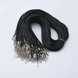 100 PCS/Lot 1.5MM Black Wax Leather Cord Necklace Rope String Cord Wire Chain For DIY Fashion jewelry Making Accessories in Bulk