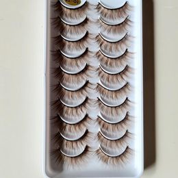 False Eyelashes 10Pair 3D Brown Soft Fluffy Wispy Thick Lashes Handmade Beauty Eye Makeup Extension ToolFalse Harv22