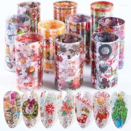 Stickers & Decals 10pcs Christmas For Nails Snowflake Santa Elk Transfer Foils Sliders Adhesive Nail Art Manicure Wraps SAXK9126 Prud22