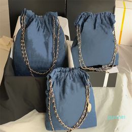 Designer -Bags Calfskin 22Bag Womens Classic Chain Shoulder Quilted Denim Bags Ladies Handbags Retro Hardware Purses Large Clutch