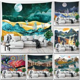 Decorative Carpet Nature Landscape Art Wall Hanging Mountain Tapestry Kawaii Room Bedroom Living Decor Aesthetic J220804
