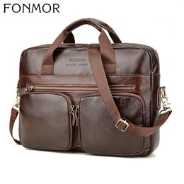 FONMOR Genuine Leather Crossbody Bag Business Famous Brand Men Briefcase Messenger Bag Male Shoulder Bags Office Laptop Handbag 210302