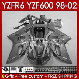 Fairings Kit For YAMAHA YZF 600 CC YZF-600 YZF R6 R 6 98-02 Body 145No.157 YZF600 600CC Cowling YZF-R6 1998 1999 2000 2001 2002 YZFR6 98 99 00 01 02 OEM Bodywork glossy grey