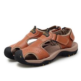 Sandals Summer Leather Roman Men Beach Shoes Fashion Casual Sports Soft Breathable Outdoor Mens Walking Slippers Size38-48Sandals