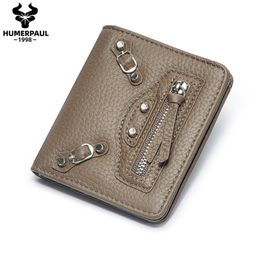 HBP 100% Cow Real Leather Slim Wallet Women Small Mini Card Holder Female Fashion Portfolio Portfolio Hasp 220726