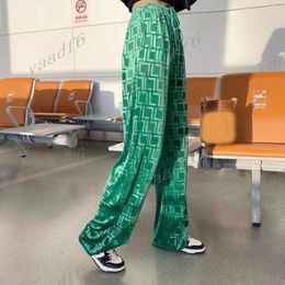 Spring Fall Designer Pants Women Fashion Coral velvet wide leg Pants F letter 3D embossment high waist loose casual