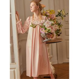 Women's Sleepwear Spring Lace Women Vintage Nightgowns Sleepshirts Plus Size Victorian Night Dress Solid Nightwear Cotton Homewear T997