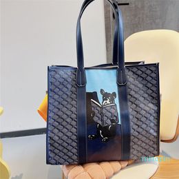 2022 new cat reading pattern Fashion Classic Women Shopping Bag Tote High Quality Leather Large-capacity Shoulder beach bag travel Handbag