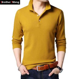 2020 Men Clothes Autumn New Style Casual Long Sleeve T-shirt High Quality Business Fashion Cotton Lapel Tops Tee T220808