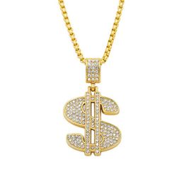 24k mens necklace Canada - High quality women Mens Hip hop 24k gold plated Rapper Crystal US Dollar Pendants Rock USD flowerpot Pendants Chain Necklaces jewe268i