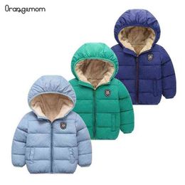 Winter Kids Hooded Jackets Boys Girls Winter Warm Jacket Outerwear Soild Colour Boy Zipper Cotton Velvet Jacket For Children Jackets J220718