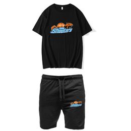 TRAPSTAR Tshirt and Shorts Men Sets Tracksuit Summer Basketball Jogging Sportswear Harajuku Short Sleeve Tops T Shirt Suit 220621