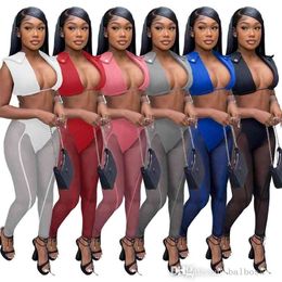 Sexy Sheer Yoga Pants Set Designer Womens Tracksuits Beach Mesh Two Piece Bikini Swimwear Crop Top Outfits Women Clothing