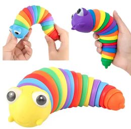 DHL Creative Articulated Slug Fidget Toy 3D Educational Colourful Stress Relief Gift Toys For Children caterpillar toy W1