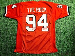 CHEAP CUSTOM DWAYNE JOHNSON MIAMI HURRICANES JERSEY THE ROCK BALLERS or custom any name or number jersey