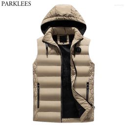 Men's Winter Removable Hooded Padded Vest Casual Warm Quilted Puffer Men Windproof Veste Sans Manche Homme Guin22