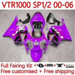 Bodywork Kit For HONDA VTR1000 RC51 SP1 SP2 RTV1000 2000-2006 Bodys 110No.210 VTR-1000 00 01 02 03 04 05 06 VTR 1000 2000 2001 2002 2003 2004 2005 2006 Fairing new purple