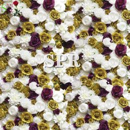 artificial flower design Australia - Decorative Flowers & Wreaths Gold Artificial Flower Wall Wedding Backdrop High Quality Display Party Arrangements Design For Baby ShowDecora