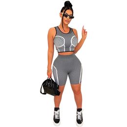 2024 Designer Summer tracksuits Women Outfits Sleeveless Vest Tank Top and Shorts Two Piece Sets Active Tracksuit Casual Outdoor Sports Suits Fitness clothes 9215