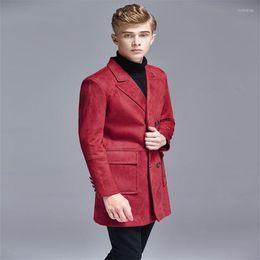 Men's Trench Coats Mens Man Double-breasted Suits Skin Velvet Clothes Jacket Giacca Uomo Overcoat Long Sleeve DesignerMen's Viol22
