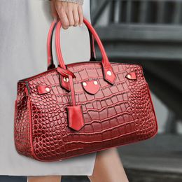 Evening Bags Fashion Crocodile Luxury Leather Handbags Women Designer 2022 Vintage Alligator Tote Purse Lady Shoulder HandbagEvening