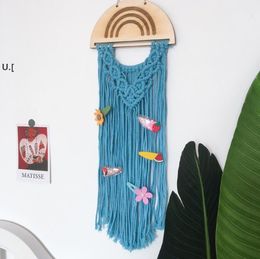 Kids Hairpins Hair Accessories Storage Belt Hanging Decorative Woven Rainbow INS Nordic Style Wall Hang Finishing Belts Rack CCB15066