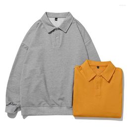 men s casual long sleeve tops UK - Men's Polos Spring Fashion Solid Shirt Men Long Sleeve Casual Loose Shirts Male Button Collar Tops Tees S-3XLMen's Men'sMen's Whit22