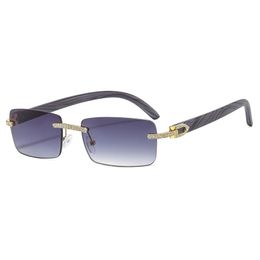 mens sunglasses designers Australia - Brand Designer Sunglasses Small Square Frameless Metal Hinge Eyewear for Men Women Luxury Sun Glass UV400 Lens Unisex High Quality with Case and Box