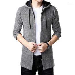 2022 Autumn Winter S Thick Warm Men's Sweater Long Cardigan Men Hooded Coat With Cotton Liner Zipper Coats