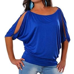 Off Shoulder Half Sleeve T-shirt Summer Women Fashion Casual Solid Color O-neck Loose Simple Tops Tee Shirt Plus Size S-5XL 220408