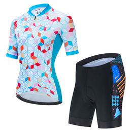 2024 Women's Fashion Blue Triathlon Cycling Jersey Short Sleeve MTB Maillot Bike Shirt Downhill Jersey Pro Team Tricota Mountain Bicycle Clothing