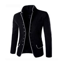 Winter Slim Fit Blazer Men Casual Black Woolen Suit Blazer Male Suit Stand Collar Plus Size Boys Tops Mens Fashion Party Blazer 220409