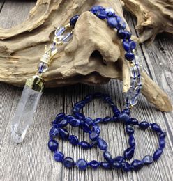 Pendant Necklaces Natural Quartz Sodalite Irregular Nugget Beads Knot Handmade NecklacePendant NecklacesPendant