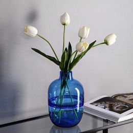 -Vasen nordischer Stil Einfacher und kreativer bunte bunte transparente Glasvase -Dekoration reich