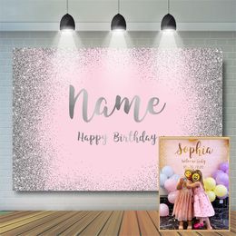 Glitter Pink Birthday Party Decoration for Customise Background pocall Wedding Baby Shower Festival Cake smash Backdrop 220614