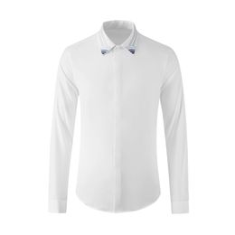 New Arrival High Quality Spring Autumn Fashion Cotton Dragon Collar Style Men Long Sleeve Smart Casual Shirt Plus Size M-3XL 4XL