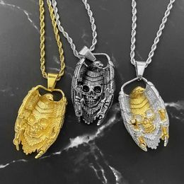 Pendant Necklaces Stainless Steel Eagle Skull Necklace Wallet Wrench Connector Charm Chain Halloween GiftPendant