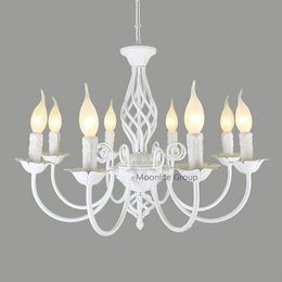 Pendant Lamps European Style 3 4 6 8 E14 Bulbs Iron Chandeliers Living Room White Modern Chandelier Lighting Led Lustre LampsPendant