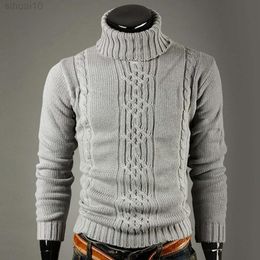 Men's Slim Sweater Ribbed Cuffs Leisure High Closed Solid Colour Warm Knitted Tops Daily Wear L220801