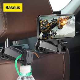 Car Organiser Baseus 2 In1 Headrest Hook With Phone Holder Back Seat For Bag Handbag Fastener Backseat Multifunction ClipCar