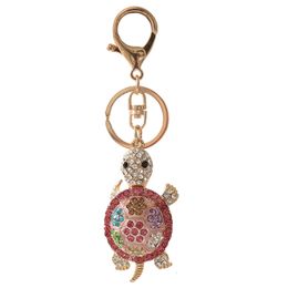 Classic Cute Diamond Turtle Keychain Crystal Animal Key Ring Pendant Women Lady Gifts Party Decoration